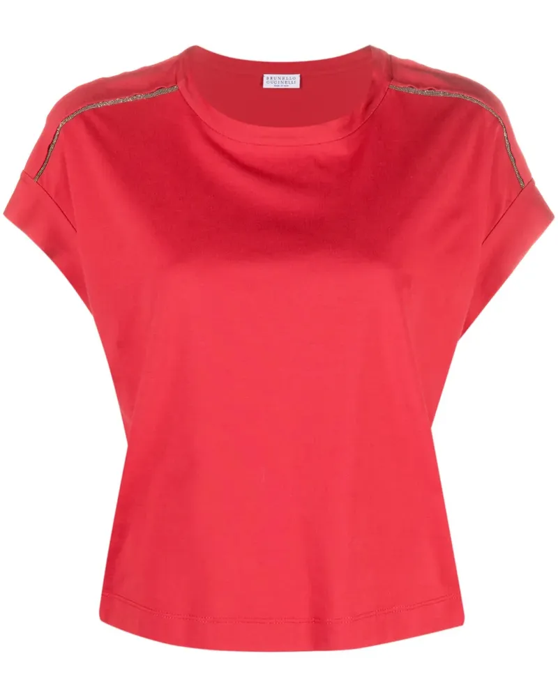 Brunello Cucinelli T-Shirt mit Monili-Kettendetail - Rot Rot