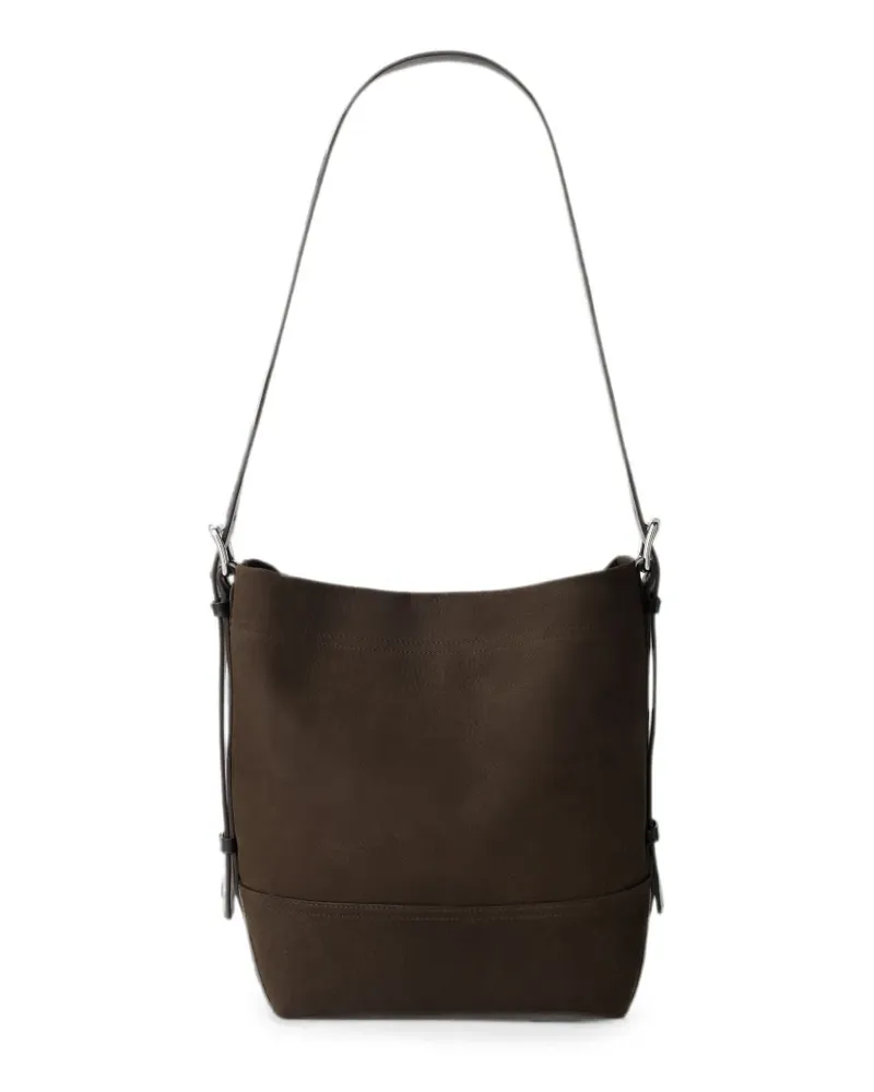 Christophe Lemaire small belted tote bag in alpaca nubuck - Braun Braun