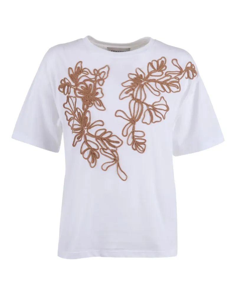 Ermanno Scervino T-Shirt mit Blumenstickerei - Weiß Weiß