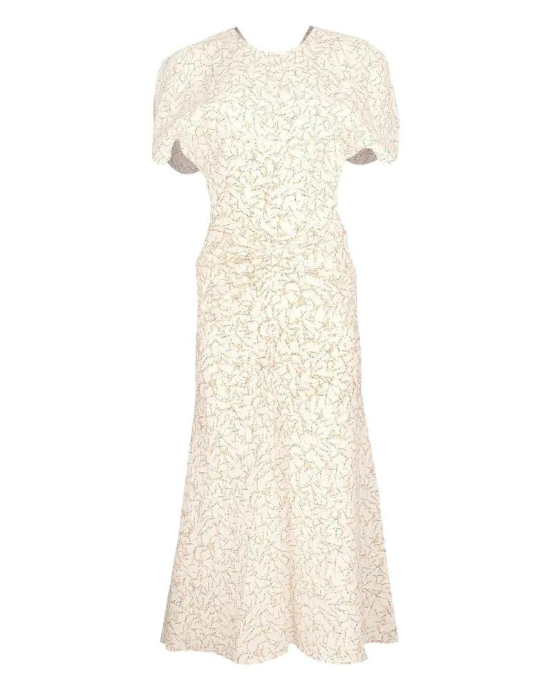 Victoria Beckham gathered floral-print midi dress - Weiß Weiß