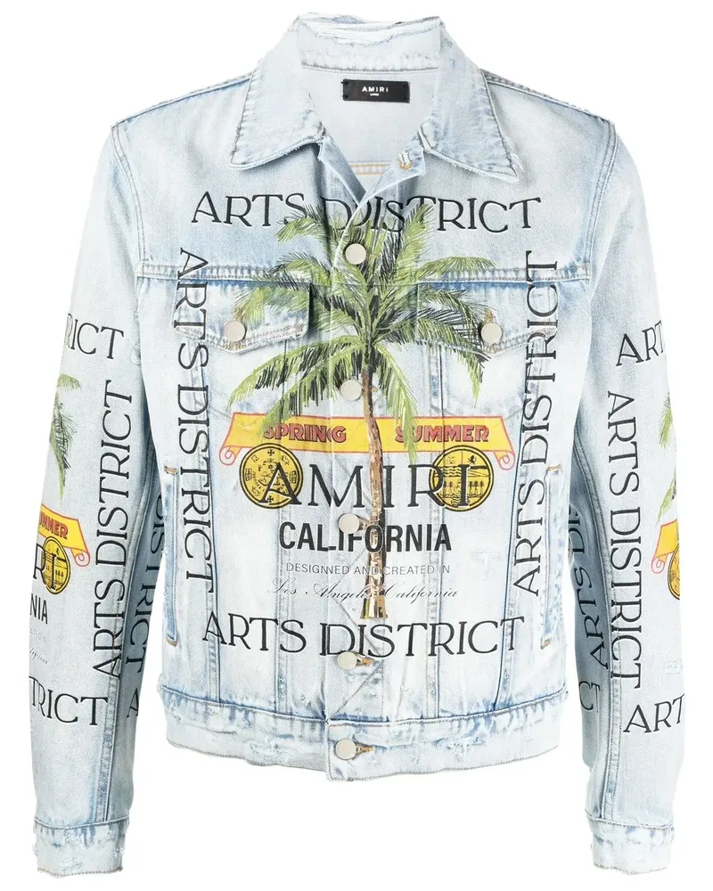 Amiri Jeansjacke im Distressed-Look - Blau Blau