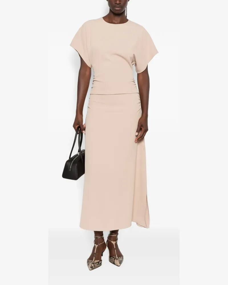 VICOLO ruched-detail midi dress - Nude Nude
