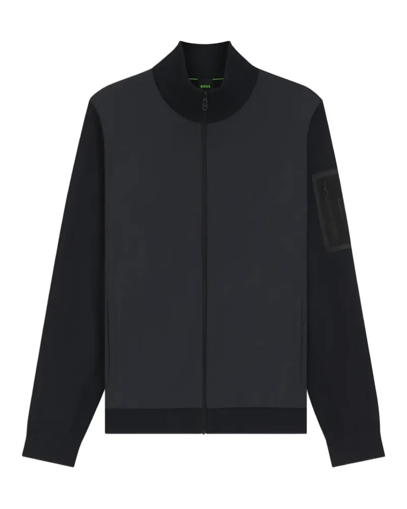 HUGO BOSS Hybrid Jacke mit gestrickten Ärmeln und Rücken - Schwarz Schwarz