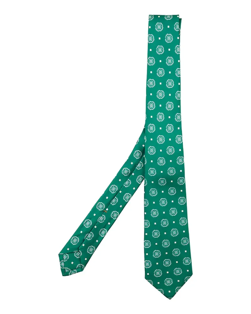 Kiton geometric-pattern tie - Grün Grün