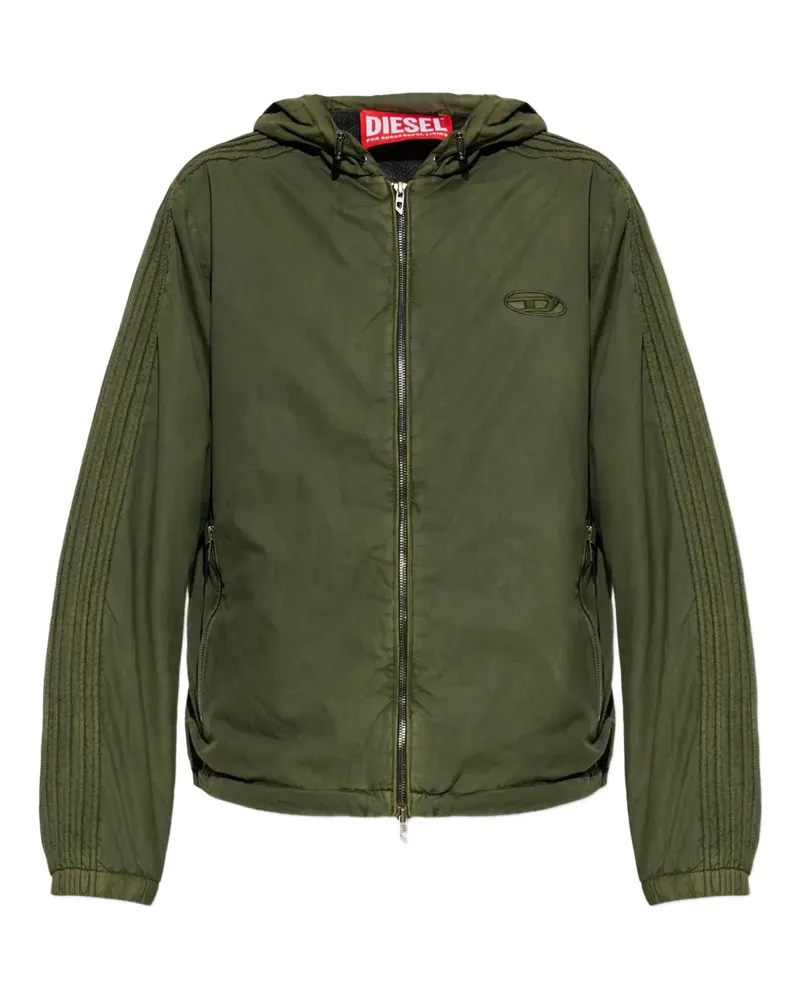 Diesel Kapuzenjacke mit Logo-Stickerei - Grün Grün
