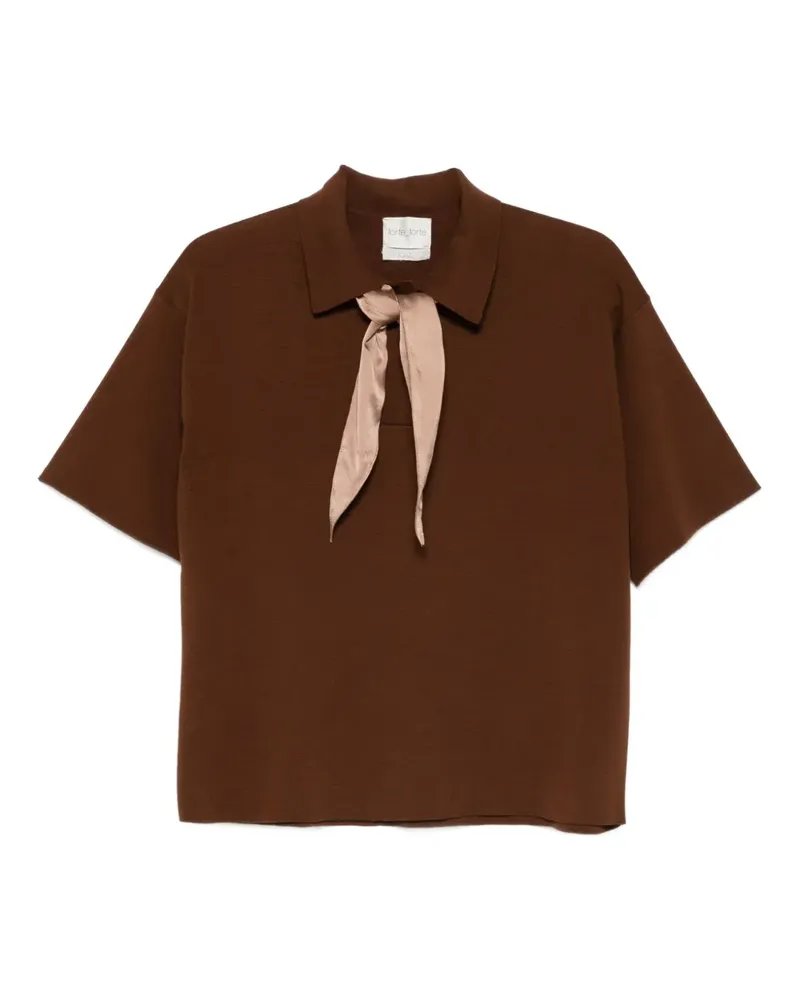 forte_forte Poloshirt mit Schnürung - Braun Braun