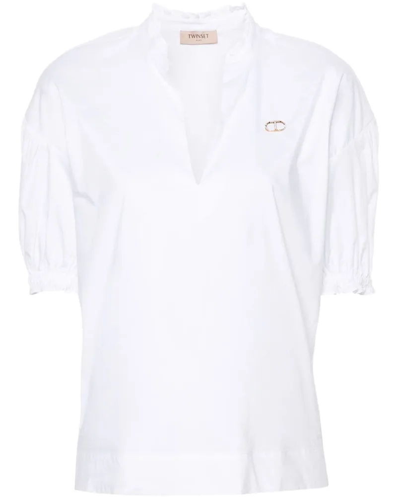 Twin-Set Bluse mit Rüschenbesatz - Weiß Weiß