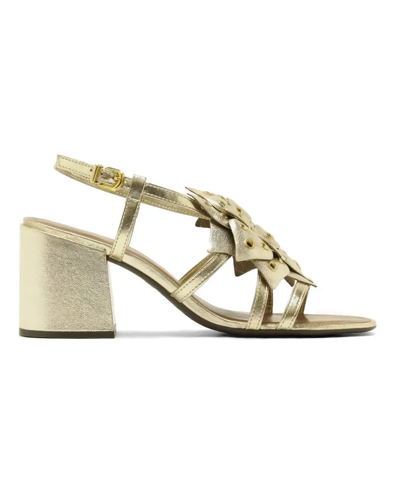 AREZZO floral-appliqué eyelet-embellished sandals - Gold Gold