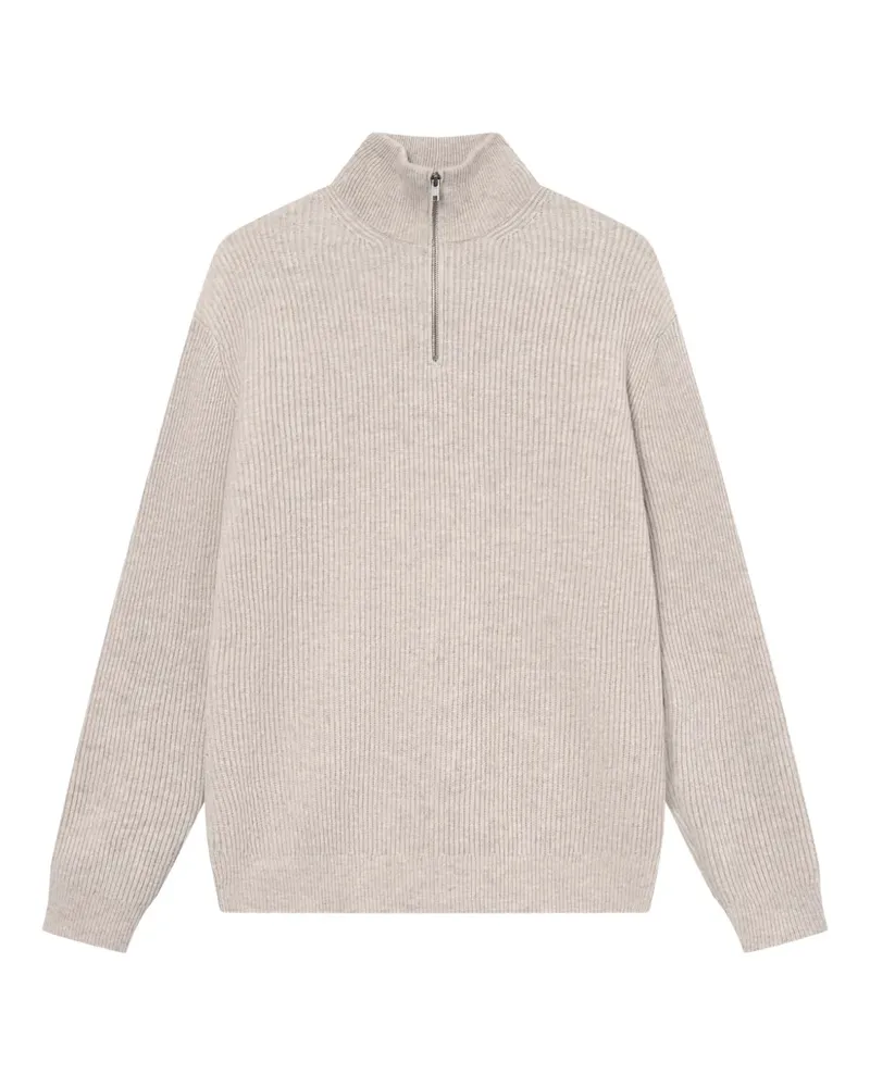 LES DEUX Eduard half-zip sweater - Nude Nude