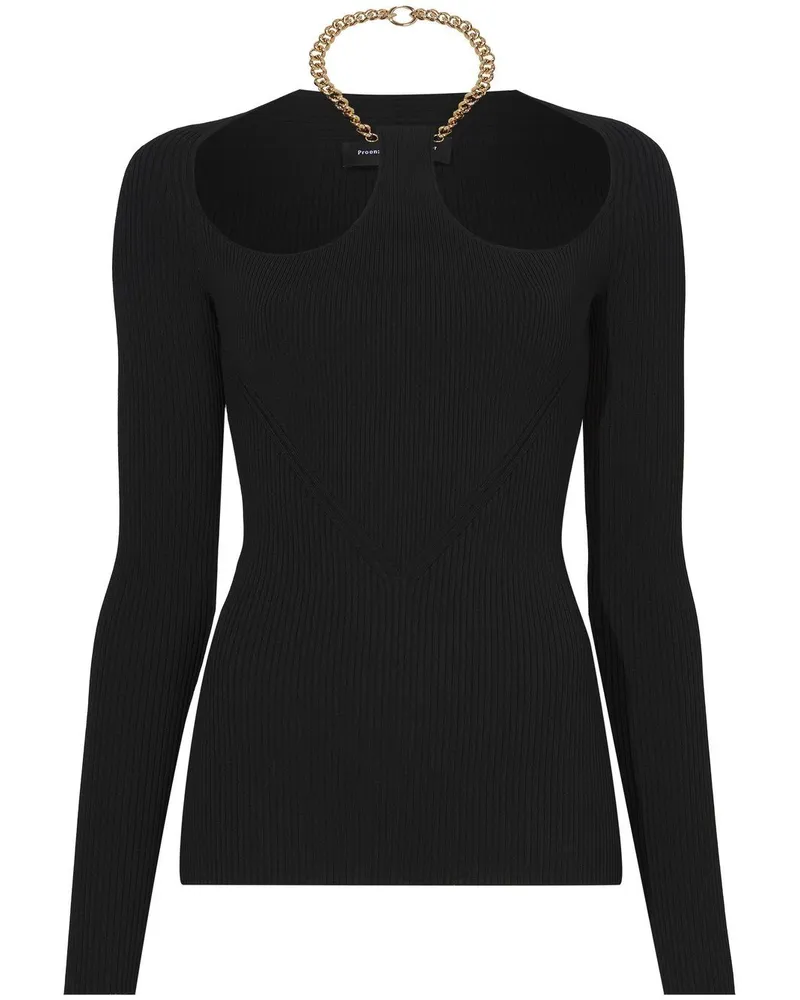 Proenza Schouler Geripptes Top - Schwarz Schwarz