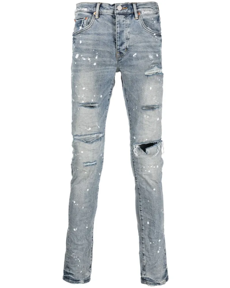 PURPLE BRAND Halbhohe Jeans mit Distressed-Detail Blau