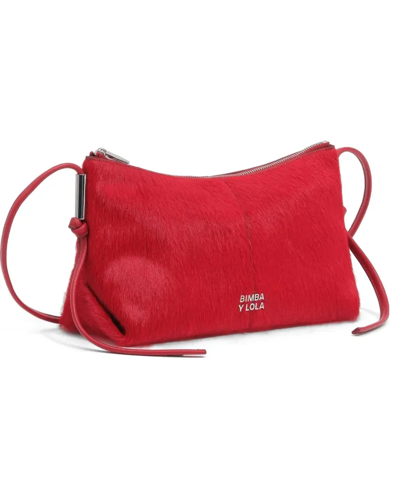 BIMBA Y LOLA Kleine Schultertasche aus Lavahaar - Rot Rot