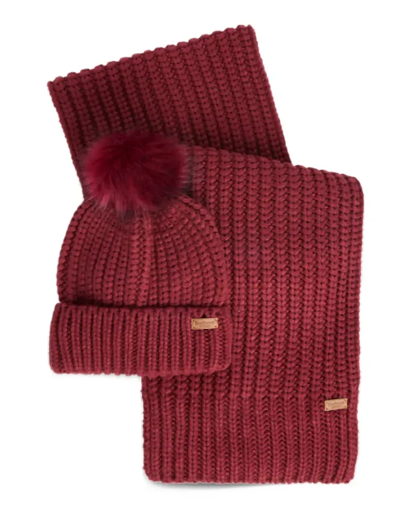 Barbour Saltburn Geschenk-Set mit Beanie und Schal - Rot Rot