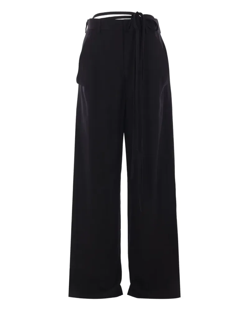 Ann Demeulemeester Anneke Palazzohose mit Schnürung - Schwarz Schwarz