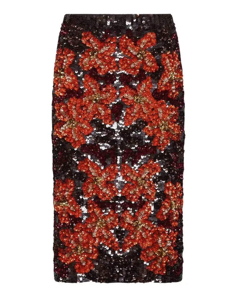 P.A.R.O.S.H. P.A.R.O H. sequin-embellished floral-pattern skirt - Schwarz Schwarz