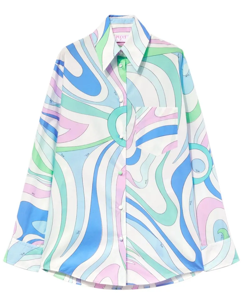 Emilio Pucci Hemd mit Marmo-Print - Weiß Weiß