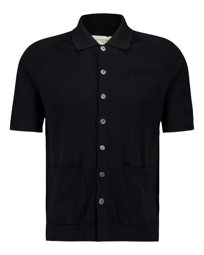Piacenza Cashmere Gestricktes Hemd mit aufgesetzten Taschen - Schwarz Schwarz