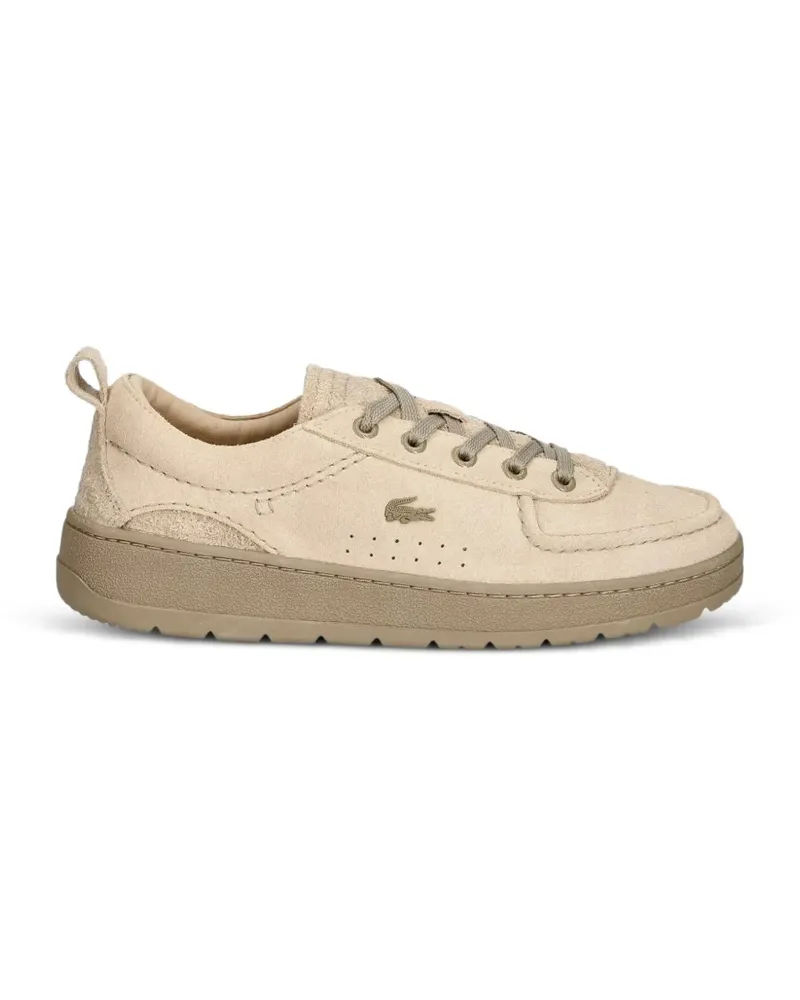 Lacoste logo-plaque suede sneakers - Nude Nude