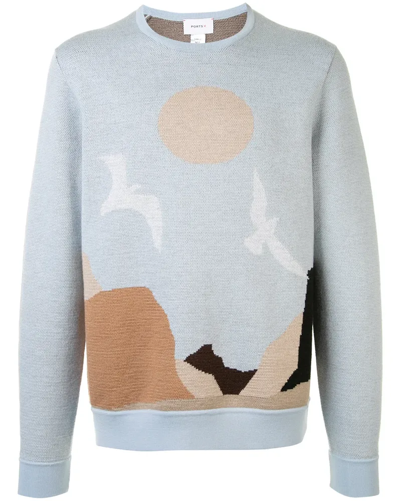 Ports V Pullover mit langen Ärmeln - Blau Blau