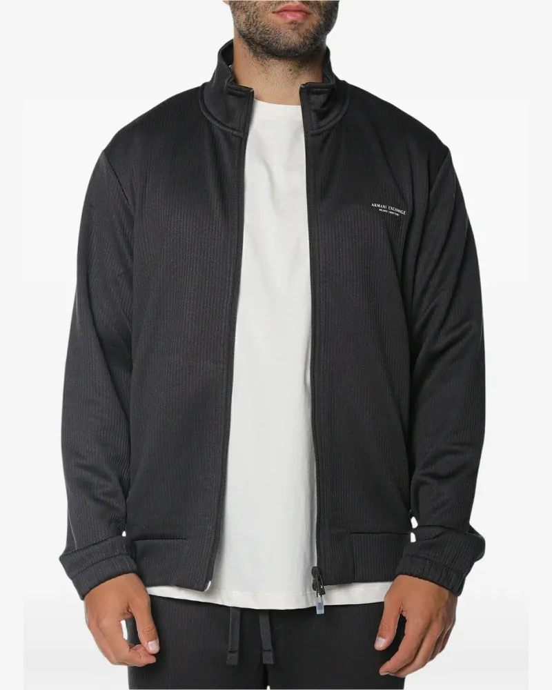 Armani Exchange Gerippter Pullover - Schwarz Schwarz