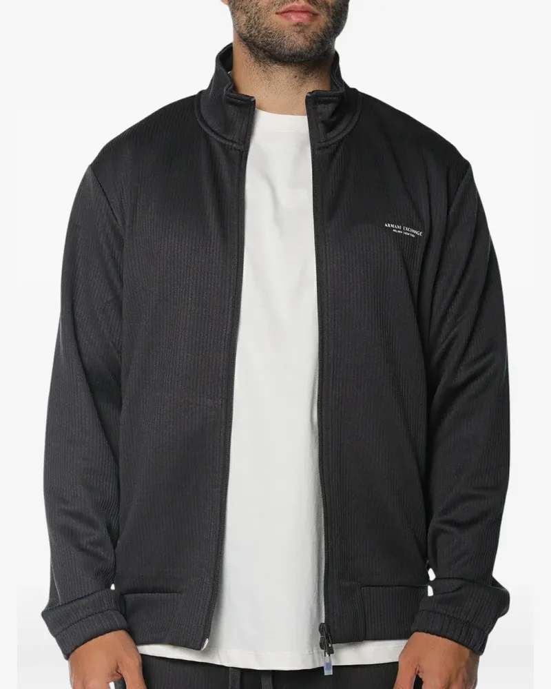 Armani Exchange logo-print ribbed-knit sweatshirt - Schwarz Schwarz