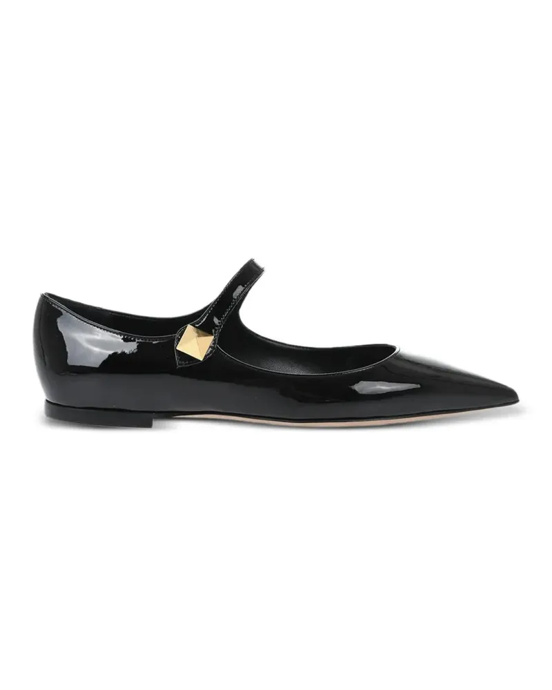 Valentino Garavani One Stud pointed-toe ballet flats - Schwarz Schwarz