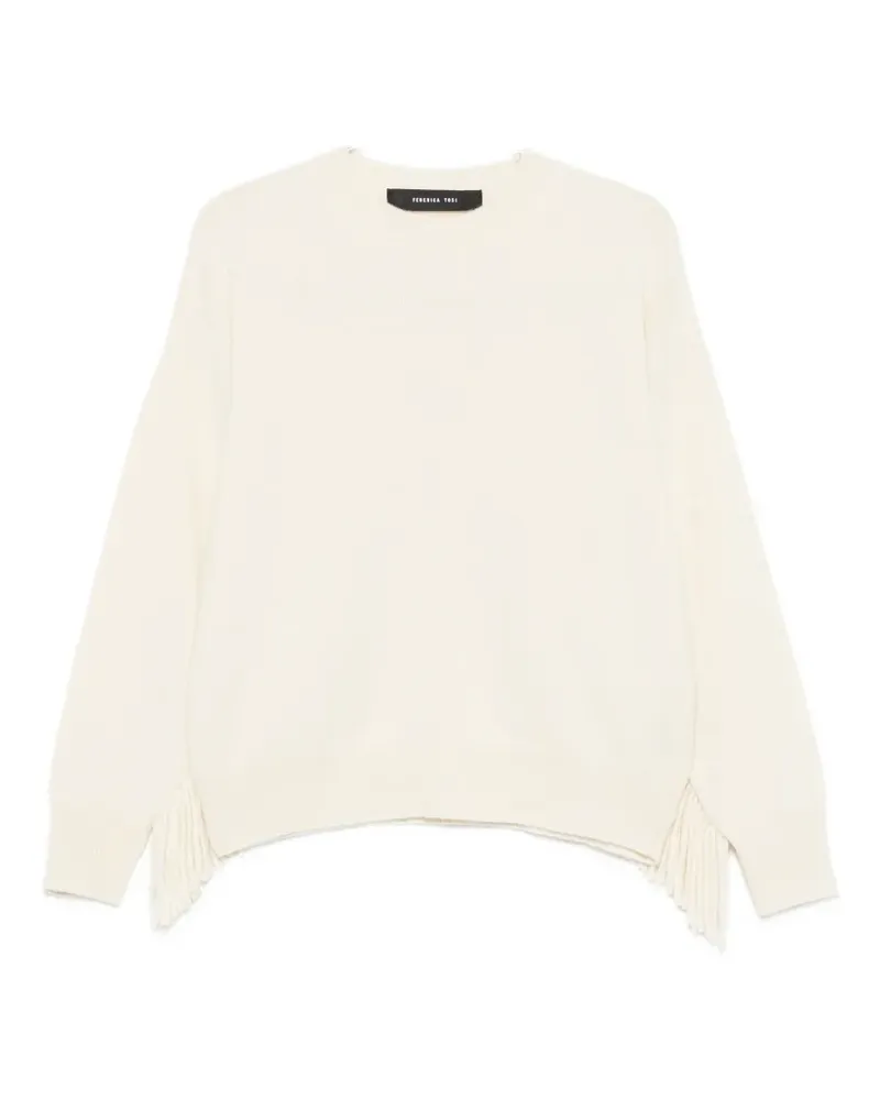 Federica Tosi crew neck long-sleeve fringed sweater - Nude Nude