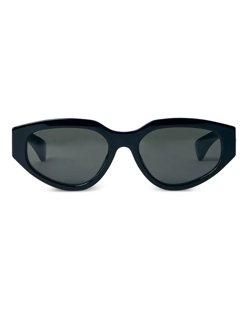 Gucci Eckige Sonnenbrille mit Logo-Beschlägen - Schwarz Schwarz