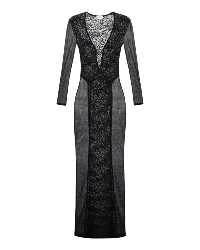 Elisabetta Franchi red carpet dress made of lace and mesh fabric - Schwarz Schwarz