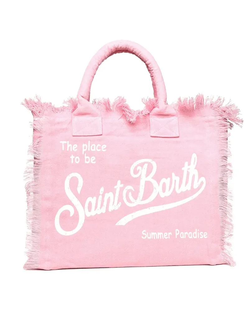 MC2 Saint Barth fringed logo-print tote bag - Rosa Rosa