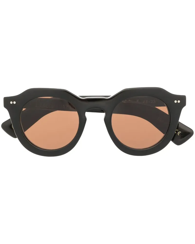 Lesca Sonnenbrille mit rundem Gestell - Schwarz Schwarz