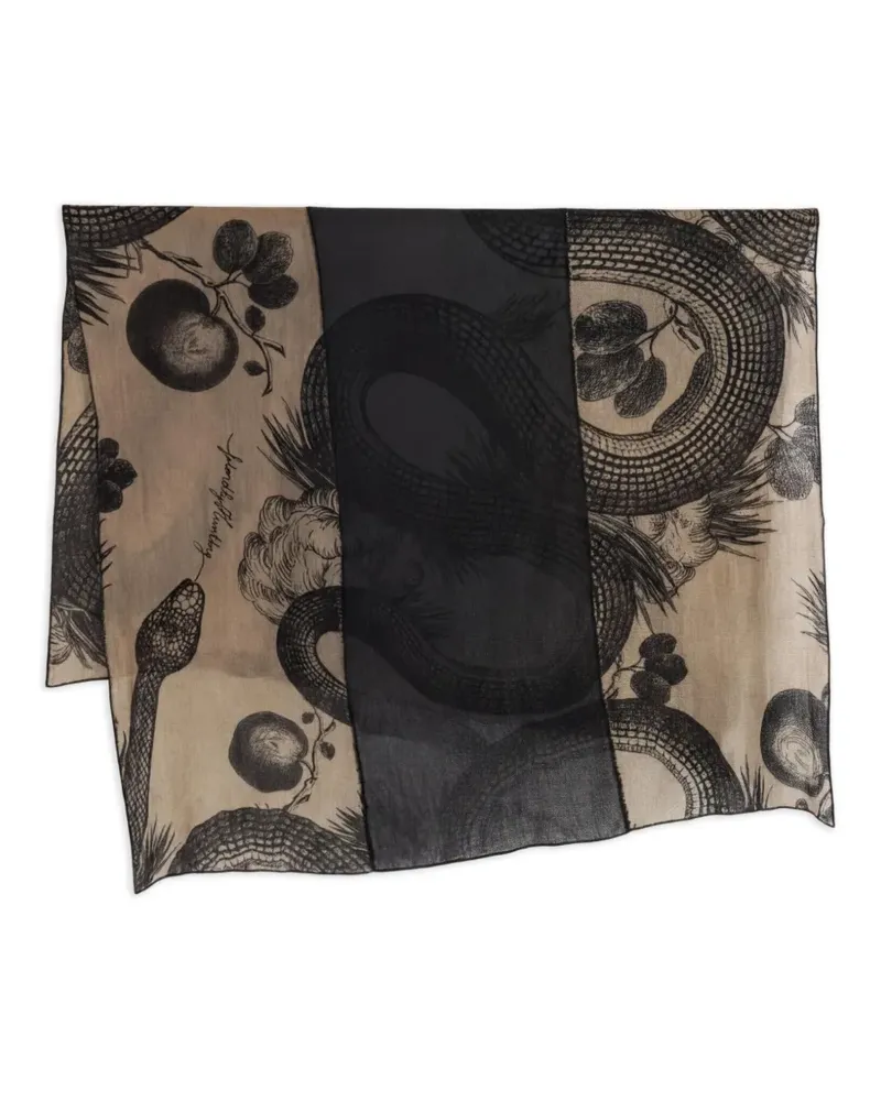Friendly Hunting Patchwork-Schal mit Schlangenprint - Nude Nude
