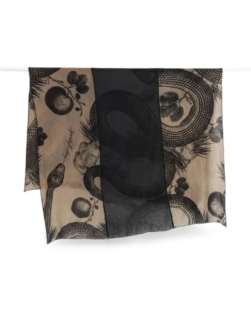 Friendly Hunting snake-print patchwork scarf - Nude Nude