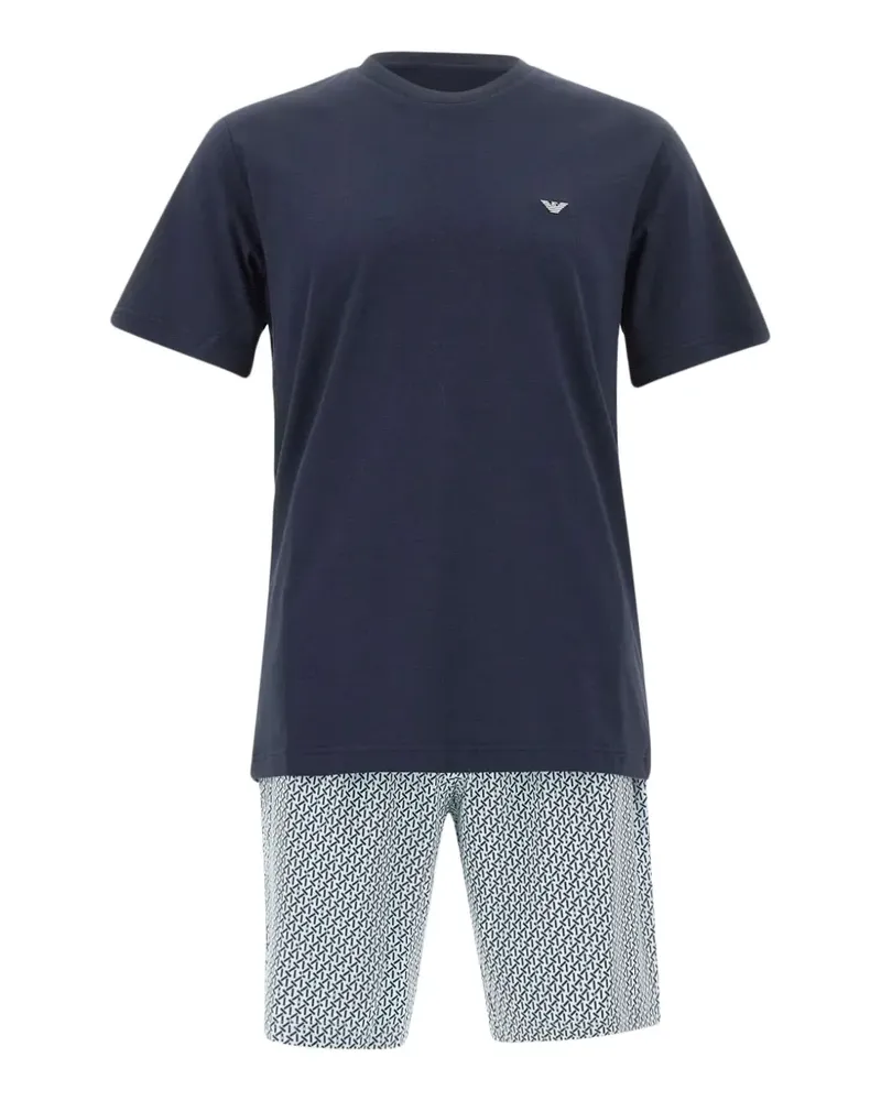 Emporio Armani logo patterned pajama (set of two) - Blau Blau