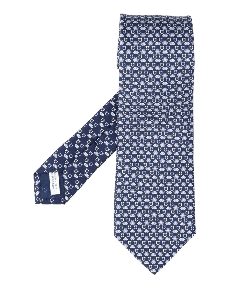Ferragamo Seidenkrawatte mit Frosch-Print - Blau Blau