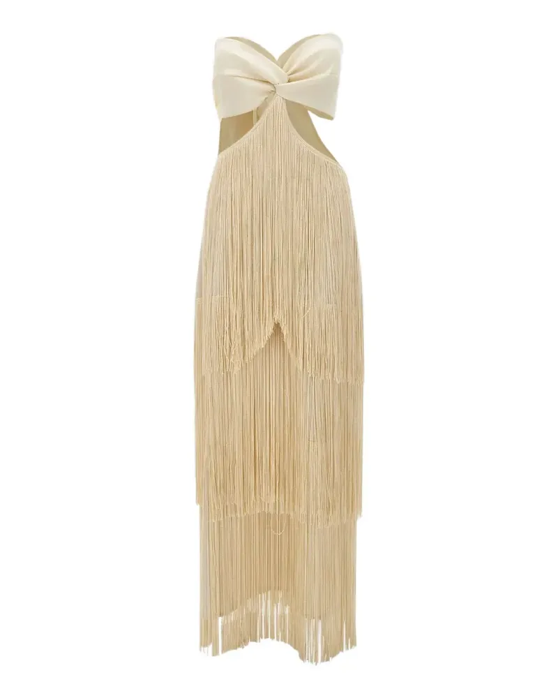 BLESS Ambel fringe-detail maxi dress - Nude Nude