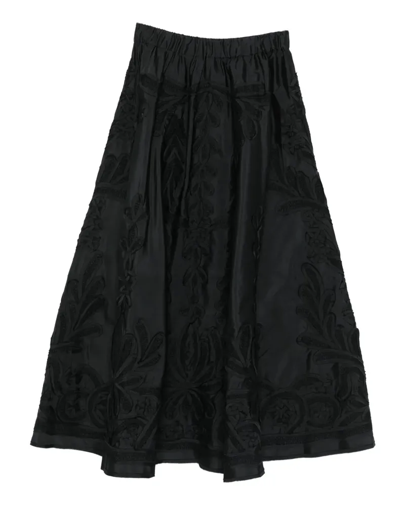 P.A.R.O.S.H. P.A.R.O H. Bestickter Midirock in A-Linie - Schwarz Schwarz