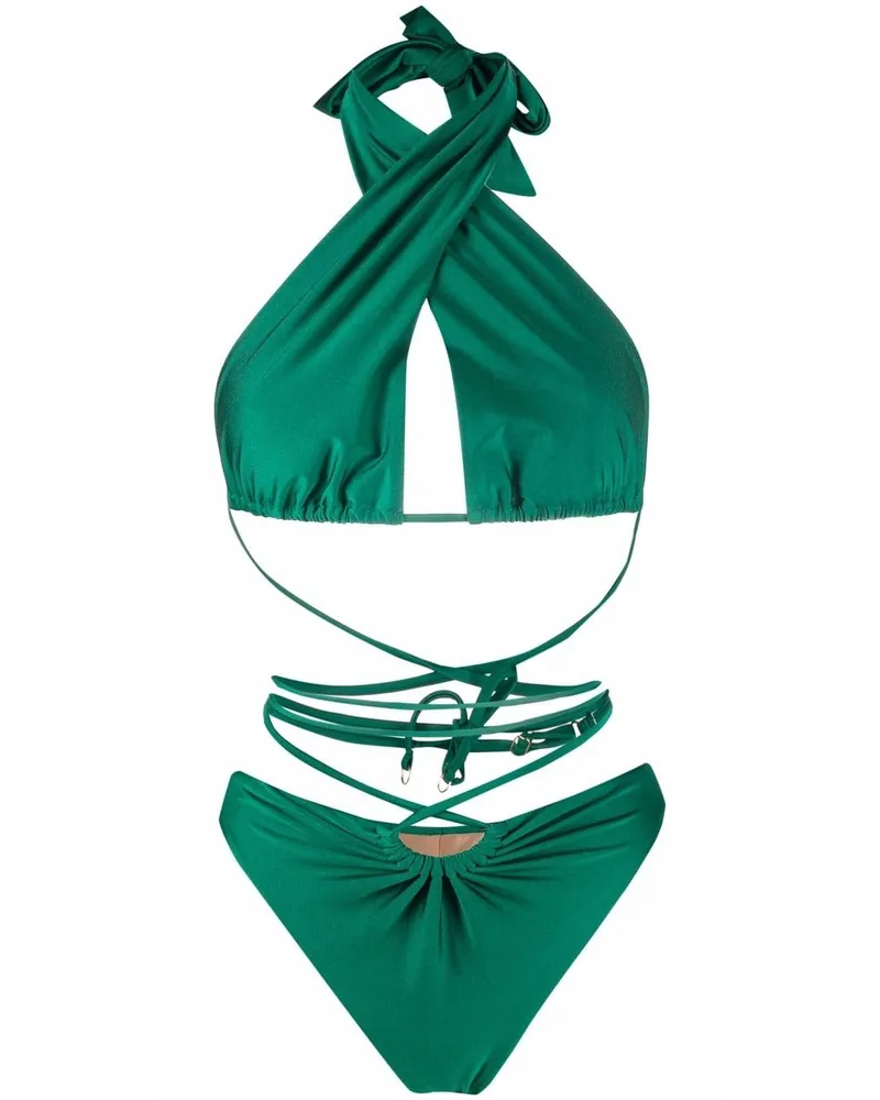 Noire Swimwear Neckholder-Badeanzug - Grün Grün