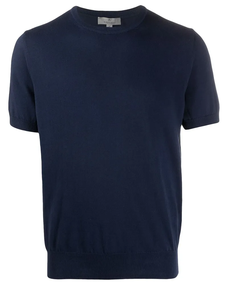 Canali Gestricktes T-Shirt - Blau Blau