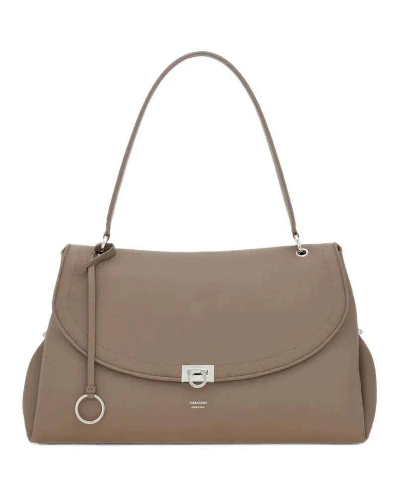 Ferragamo large Gancini shoulder bag - Nude Nude