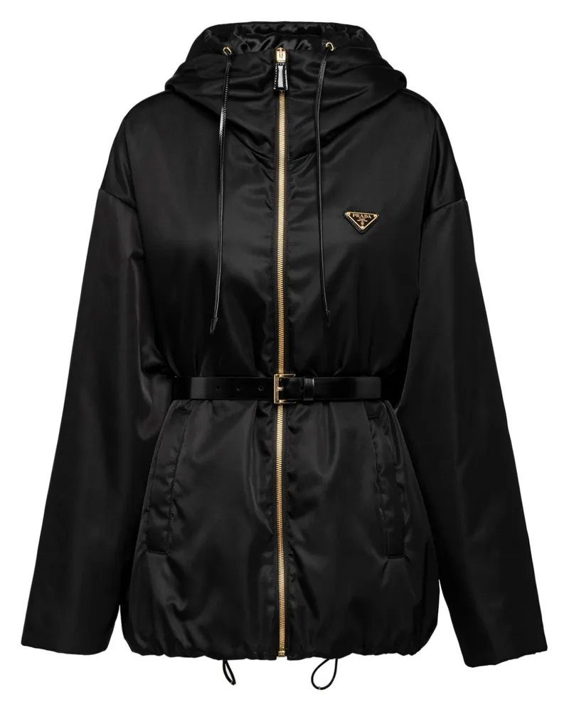 Prada Re-Nylon Kapuzenjacke - Schwarz Schwarz