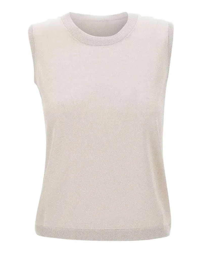 Gran Sasso ribbed-knit lurex top - Nude Nude