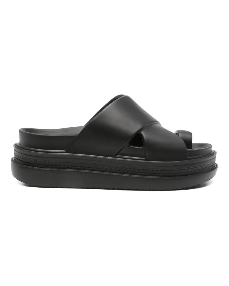 Sacai crossover-strap slides - Schwarz Schwarz