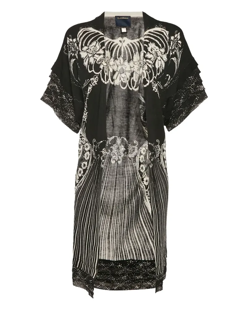 Roberto Cavalli Cardigan mit Blumen-Print - Schwarz Schwarz