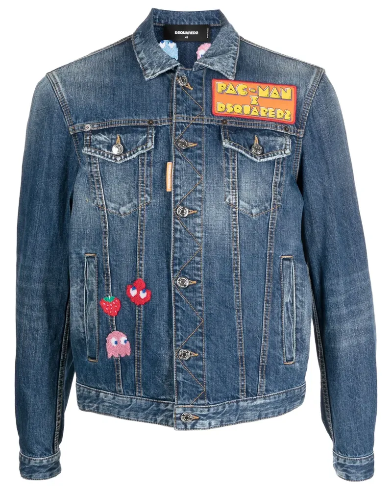 Dsquared2 Jeanshemd mit Logo-Patch - Blau Blau