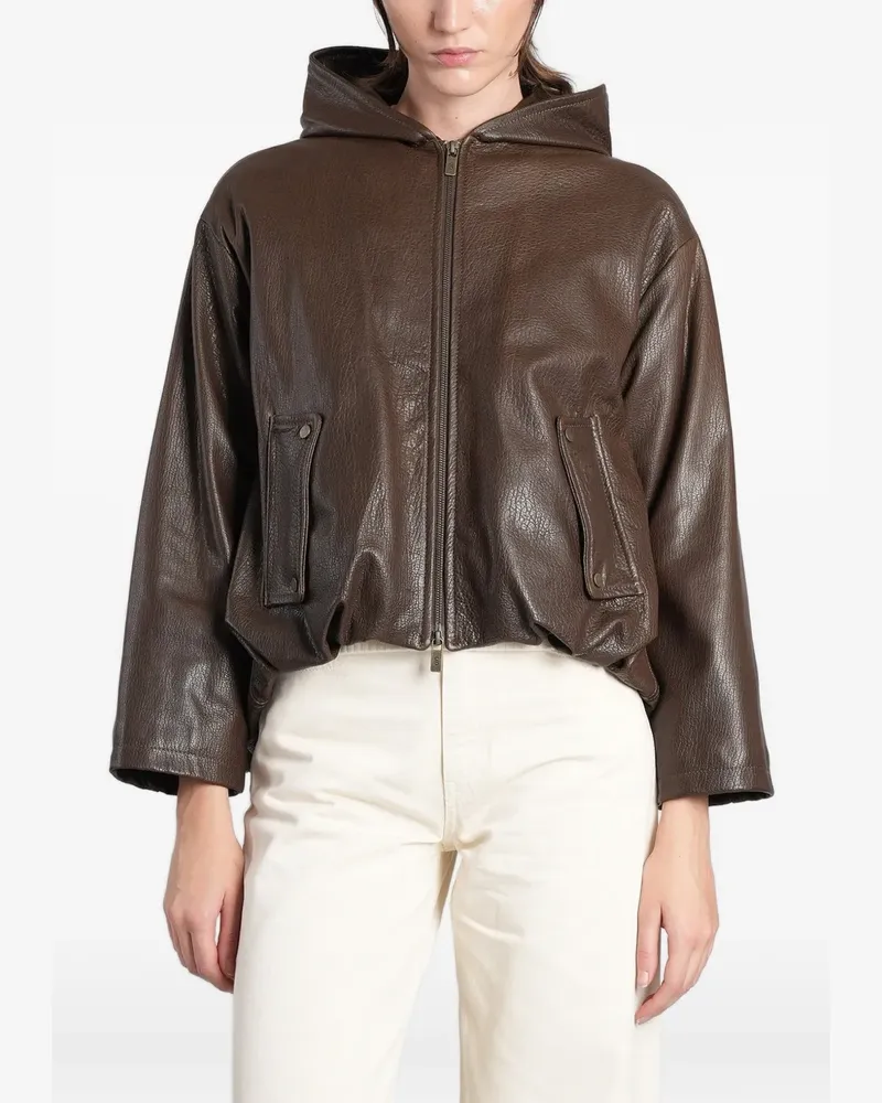 Salvatore Santoro hooded leather jacket - Braun Braun