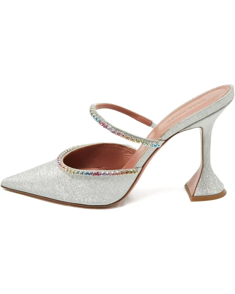 Amina Muaddi Gilda glittered mules - Silber Silber