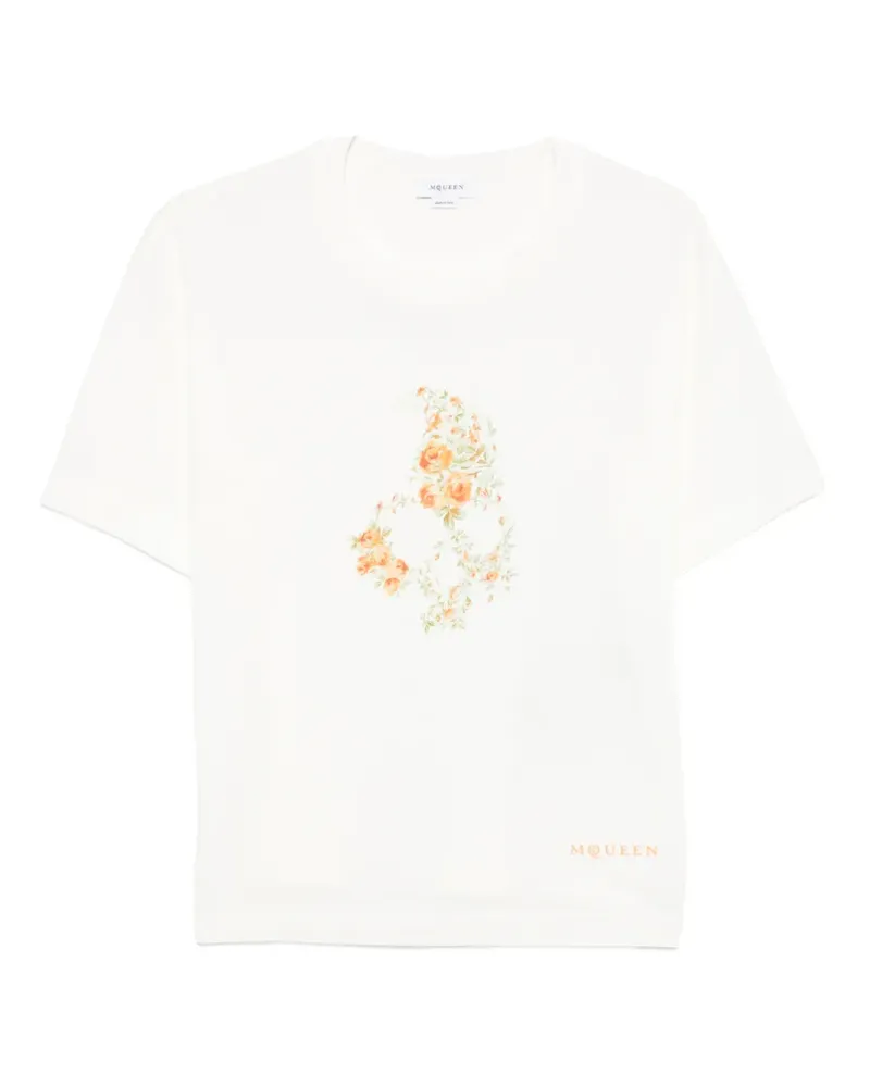 Alexander McQueen floral-print T-shirt - Nude Nude
