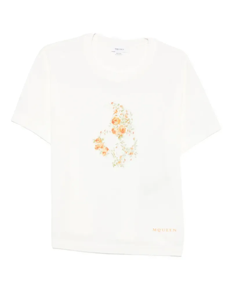 Alexander McQueen floral-print T-shirt - Nude Nude