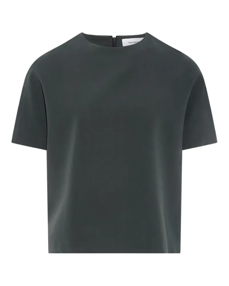 Yves Salomon Seidenbluse mit rundem Ausschnitt - Blau Blau